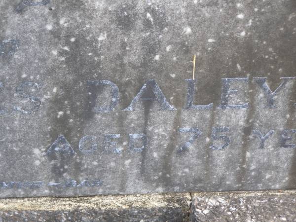 Mary Agnes DALEY,  | mother,  | died 14 Sept 1936? aged 74 years;  | John James DALEY,  | died 8 Sept 1938 aged 75 years;  | Murwillumbah Catholic Cemetery, New South Wales  | 