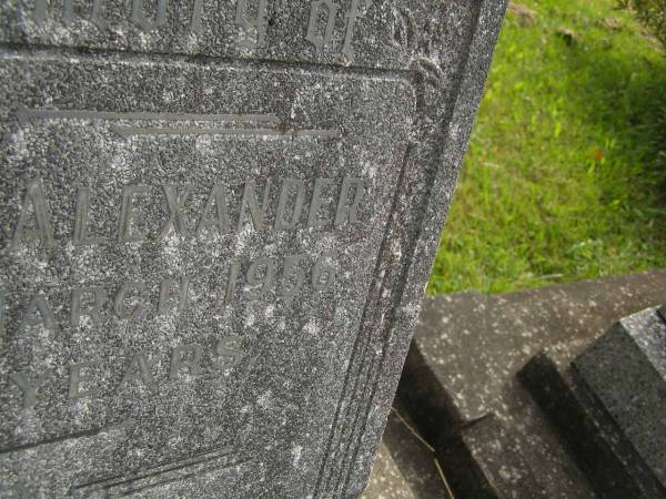 James Urban ALEXANDER,  | died 15 March 1956 aged 51 years;  | Murwillumbah Catholic Cemetery, New South Wales  | 