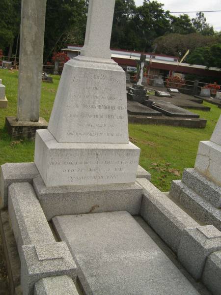 Michael QUINN,  | born Co Antrim Ireland 28 Dec 1862,  | died 23 Dec 1935;  | Murwillumbah Catholic Cemetery, New South Wales  | 