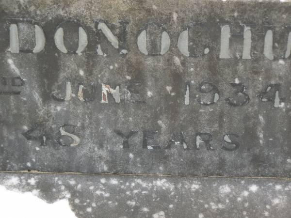 John DONOGHUE,  | died 2 June 1934 aged 48 years;  | Mary DONOGHUE,  | died 19 Dec 1940 aged 83 years;  | Murwillumbah Catholic Cemetery, New South Wales  | 