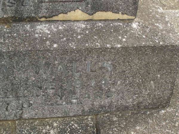 Henry Allan WALLS,  | died 13 April 1933 aged 59 years;  | Martha WALLS,  | died 19 June 1934 aged 55 years;  | Murwillumbah Catholic Cemetery, New South Wales  | 