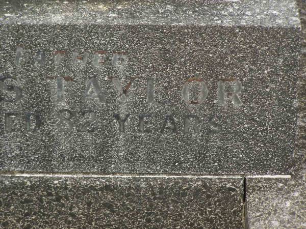 Catherine TAYLOR,  | wife mother,  | died 11? Nov 1949 aged 69 years;  | William Thomas TAYLOR,  | father,  | died 17 Aug 1951 aged 82 years;  | Murwillumbah Catholic Cemetery, New South Wales  | 