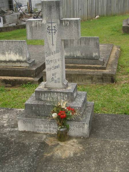 James Leo REYNOLDS,  | died 3 Sept 1947 aged 43 years;  | Dorothea Agnes REYNOLDS,  | died 16 Sept 2002 aged 99 years;  | Murwillumbah Catholic Cemetery, New South Wales  | 