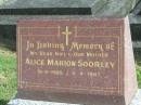 Alice Marion SOORLEY, wife mother, 18-9-1905 - 4-4-1967; Murwillumbah Catholic Cemetery, New South Wales 