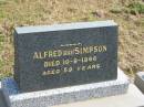 Alfred (Ray) SIMPSON, died 10-9-1966 aged 59 years; Murwillumbah Catholic Cemetery, New South Wales 