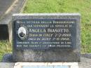 Angela BIASOTTO, born Italy 7-7-1889, died Aust 2-6-1966, remembered by children, sons & daughters-in-law; Murwillumbah Catholic Cemetery, New South Wales 