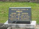 Luigi PIRLO, died 10-1-59 aged 46 years; Guilia PIRLO, died 17-7-97 aged 79 years; Murwillumbah Catholic Cemetery, New South Wales 