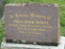 Paul John WOLFE, husband father, died 15 June 1958 aged 38 years; Murwillumbah Catholic Cemetery, New South Wales 