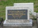 
Margaret Grace OBRIEN,
mother,
died 17 Feb 1976 aged 94 years;
Murwillumbah Catholic Cemetery, New South Wales
