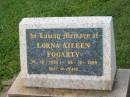 
Lorna Aileen FOGARTY,
19-12-1920 - 26-12-1999;
Murwillumbah Catholic Cemetery, New South Wales
