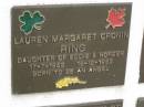 Lauren Margaret Cronin RING, daughter of Eddie & Noreen, 17-7-1952 - 15-12-1952; Murwillumbah Catholic Cemetery, New South Wales 