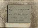 Mathew WHITMORE, 22-9-1983 - 23-8-1983; Murwillumbah Catholic Cemetery, New South Wales 