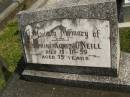 
Josephine Agnes ONEILL,
died 15-11-59 aged 75 years;
Murwillumbah Catholic Cemetery, New South Wales
