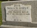 John Francis BOYLE, husband father, died 21 Aug 1940 aged 32 years; "Bridie", wife, buried Mullumbimby Cemetery; Murwillumbah Catholic Cemetery, New South Wales 