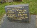 Mary Kathleen MCKENZIE (TWOHILL), 15 July 1923 - 16 Feb 2000; Kenneth Percy MCKENZIE, 20 April 1916 - 9 Aug 1999; parents of Ross, Neil, Michael & Peter; Murwillumbah Catholic Cemetery, New South Wales 