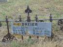 
DREIER
Elizabeth
B: 14-4-1824
D:  5-2-1895

Johann
B: 23-12-1826
D: 30-1-1903

Mutdapilly general cemetery, Boonah Shire
