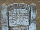 
Augusta Mary WEBER
June 8 1946
aged 51 yrs 5 months
wife

August Johannes WEBER
Jul 20 1976
aged 85 yrs 9 months

Mutdapilly general cemetery, Boonah Shire
