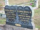 
Herman F PROFKE
Sep 25 1963
63 yrs

Martha W PROFKE
Jun 23 1988
90 yrs

Mutdapilly general cemetery, Boonah Shire
