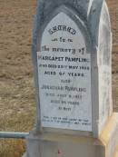 
Margaret PAMPLING
25 May 1908
67 yrs

Jonathan PAMPLING
9 Jul 1917
84 yrs

Mutdapilly general cemetery, Boonah Shire
