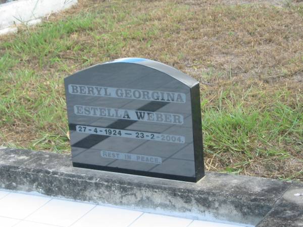 Beryl Georgina Estella WEBER  | 27-4-1924 to 23-2-1004  |   | Mutdapilly general cemetery, Boonah Shire  | 