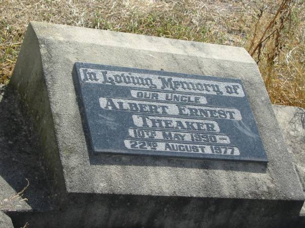 Albert Ernest THEAKER  | b: 10 May 1990  | d: 22 Aug 1977  |   | Mutdapilly general cemetery, Boonah Shire  | 