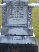 
Christian Tostensen HANSEN,
died 10 May 1925 aged 81 years,
father;
Matilda HANSEN,
died 15 Nov 1883 aged 1 year 8 months,
sister;
erected by son G.C. HANSEN;
Nikenbah Aalborg Danish Cemetery, Hervey Bay
