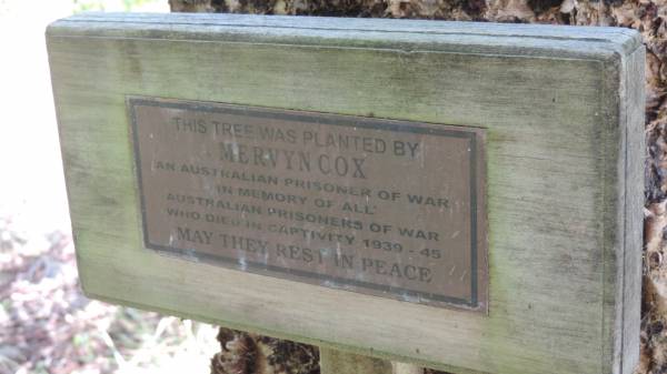 Mervyn Cox  | an Australian Prisioner of War in memory of all who died in captivity 1939-45  |   | Norfolk Island Memorial Park  |   | 