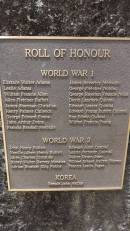 
Roll of Honour
World War 1
Eustace Walter Adams
Leslie Adams
William Francis Allen
Allen Fletcher Buffett
James Sherman Christian
Henry Palmer Cullwick
George Edward Evans
John Arthur Evans
Francis Bramall Metcalfe
James Beverley Metcalfe
George Fletcher Nobbs
George Rawdon Francis Nobs
David Landers Quintal
Edward Lester Quintal
Edward Young Buffett Quintal
Roy Edwin Quintal
Wilfred Francis Young

World War 2
John Henry Buffett
Neville Albert Henry Buffett
Allen Charles Christian
Henry Walter Harvey Menzies
Adrian Branker King Nobbs
Edward Allen Quintal
Laurie Patteson Quintal
Walter Edwin Starr
Wilfred Ernset Buffett Warren
Francis Leslie Yager

Korea
Ronald John McCoy

Norfolk Island Memorial Park

