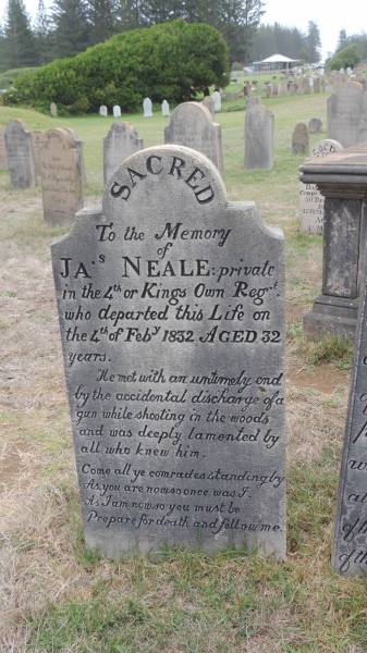 James NEALE  | d: 4 Feb 1832, aged 32  |   | Norfolk Island Cemetery  | 