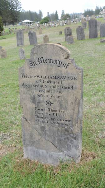 William SAVAGE  | d: 24 Jun 1846, aged 21  |   | Norfolk Island Cemetery  | 