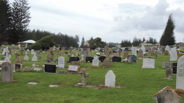 (local volunteers digging the grave of a local who died a day or two before)  | Norfolk Island Cemetery  | 