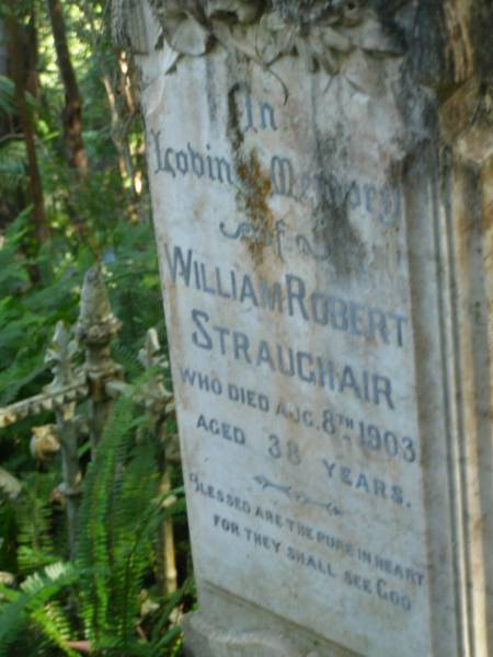 William Robert STRAUGHAIR,  | died 8 Aug 1903 aged 38 years;  | North Tumbulgum cemetery, New South Wales  | 