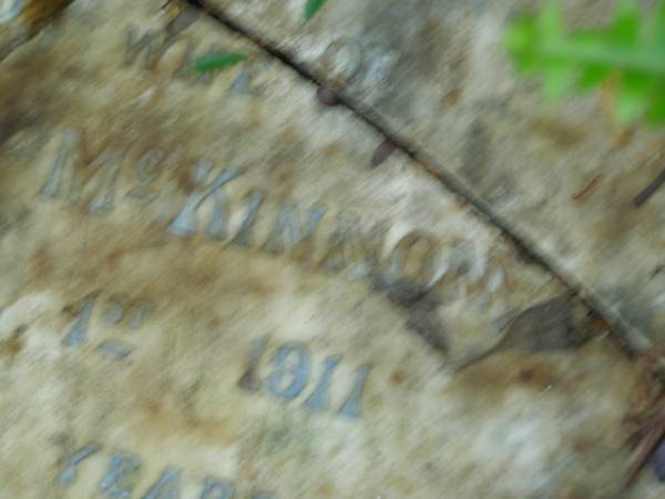 Ada Hilda,  | wife of Duncan MCKINNON,  | died 1 March 1911 aged 21 years;  | North Tumbulgum cemetery, New South Wales  | 