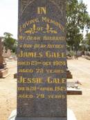 
James & Jessie GALE,
Cemetery,
Nyngan, New South Wales
