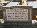 
Arthur Orton FIELD,
Mable Annie FIELD,
Cemetery,
Nyngan, New South Wales
