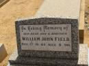 
William John FIELD,
Cemetery,
Nyngan, New South Wales
