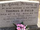 
Thomas R. FIELD,
Cemetery,
Nyngan, New South Wales

