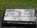
Francis Michael EGAN,
died 10 July 1972;
Teenie EGAN
died 8 April 1971;
St James Catholic Cemetery, Palen Creek, Beaudesert Shire

