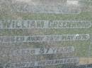 
parents;
Ethel Eva GREENWOOD,
died 20 Oct 1982 aged 44 years;
William GREENWOOD,
died 25 May 1970 aged 37 years;
St James Catholic Cemetery, Palen Creek, Beaudesert Shire
