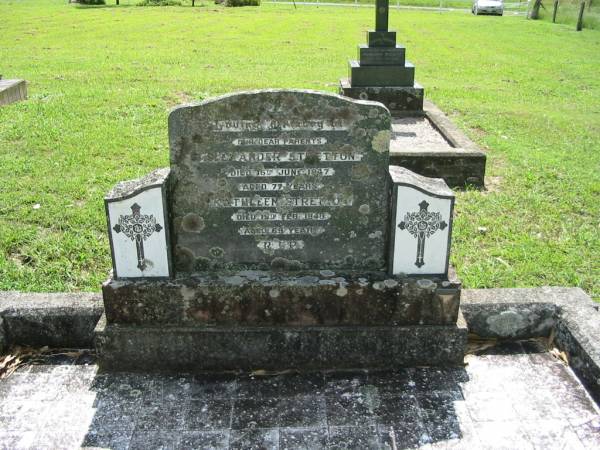 parents;  | Alexander STRETTON,  | died 15 June 1947 aged 77 years;  | Kathleen STRETTON,  | died 19 Feb 1948 aged 69 years;  | St James Catholic Cemetery, Palen Creek, Beaudesert Shire  | 