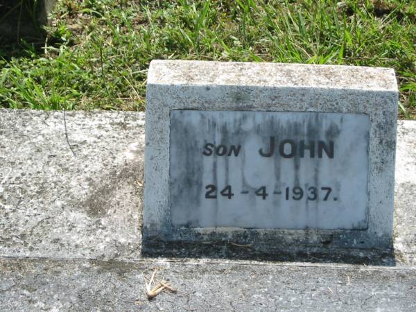 John DEVENNEY,  | born Country Donegal Ireland,  | died 6 Sept 1914 aged 78 years;  | Ellen, wife,  | died 8-8-1925;  | John, son,  | died 24-4-1937;  | Henry, son,  | died 11-6-1953;  | St James Catholic Cemetery, Palen Creek, Beaudesert Shire  | 