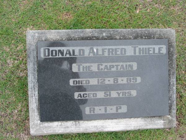 Donald Alfred THIELE, The Captain, died 12 Aug 89 aged 51 years;  | Parkhouse Cemetery, Beaudesert  | 