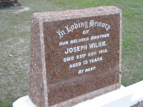 Joseph WILKIE, died 23 Nov 1912 aged 13 years, brother;  | Parkhouse Cemetery, Beaudesert  | 