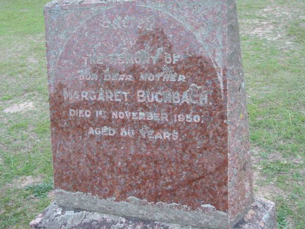 Margaret BUCHBACH, died 1 Nov 1950 aged 80 years, mother;  | Parkhouse Cemetery, Beaudesert  | 