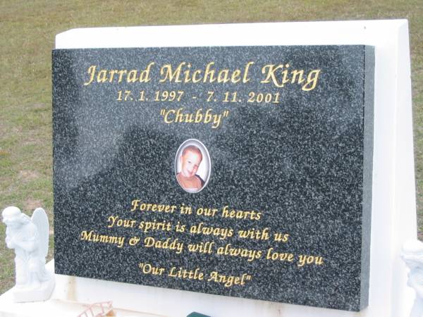 Jarrad Michael KING, Chubby, 17-1-1997 - 7-11-2001;  | Parkhouse Cemetery, Beaudesert  | 