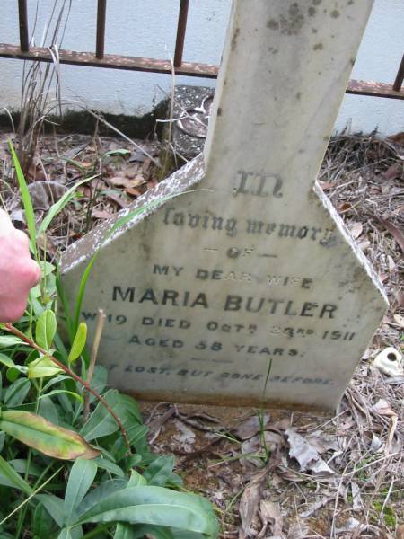 Charles BUTLER, died 28 Feb 1914 aged 62 years, father;  | Maria BUTLER, died 23 Oct 1911 aged 58 years, wife;  | Peachester Cemetery, Caloundra City  | 