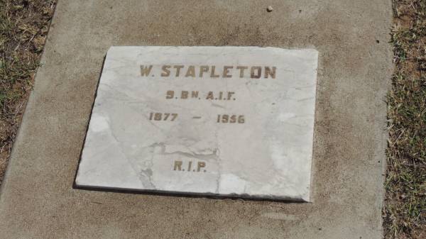 W STAPLETON  | b: 1877  | d: 1856  |   | Peak Downs Memorial Cemetery / Capella Cemetery  | 