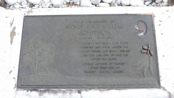 Rickey Dale William JOHNSON  | b: 16 Sep 1966  | d: 24 Jun 1995  | mother of Rickey?  | brother of Danney, Heath, Lenny  |   | Peak Downs Memorial Cemetery / Capella Cemetery  | 