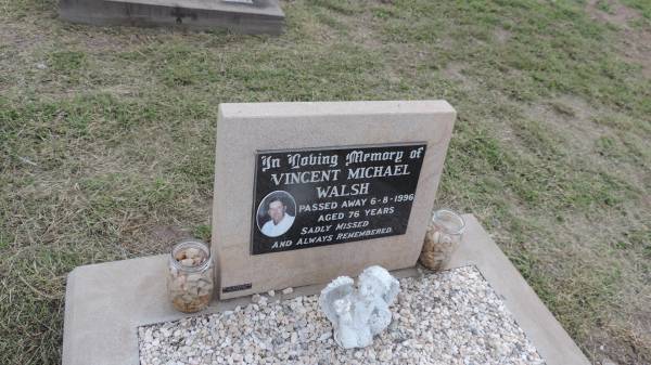 Vincent Michael WALSH  | d: 6 Aug 1996 aged 76  |   | Peak Downs Memorial Cemetery / Capella Cemetery  | 