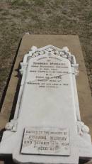 
Thomas MURRAY
b: 21 Dec 1852 Kilkenny, Ireland
d: 23 Feb 1915 aged 62, Capella

Johanna MURRAY
d: 14 Oct 1934 aged 81

Peak Downs Memorial Cemetery  Capella Cemetery
